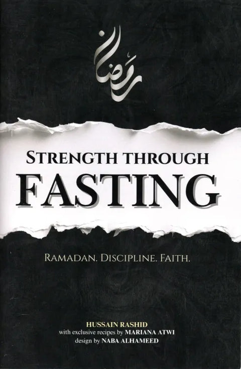 Book cover for 'Strength Through Fasting' featuring Ramadan, discipline, and faith themes.