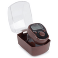 Digital finger tally counter prayer counter in brown plastic case with clear cover
