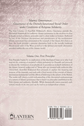 Back cover of 'Islamic Governance Volume 1' book with summary text and barcode.