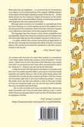 Back cover of an English Quran translation book with scholarly reviews and Arabic manuscript detail.